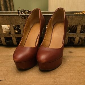 L.A.M.B. Rich Brown Platform Heels